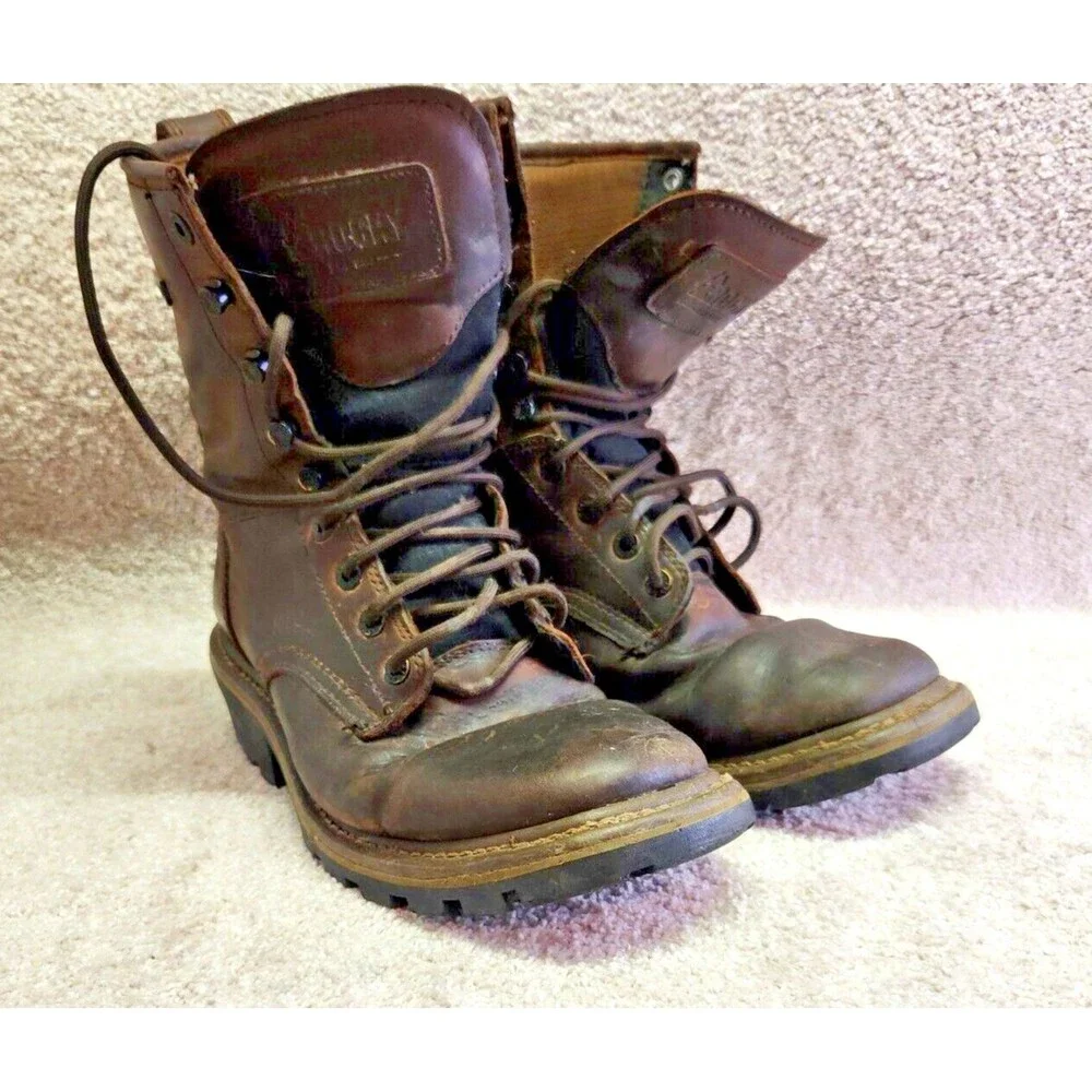 Rocky Boots Men’s 9M Brown Waterproof Logger ASTM Electrical Hazard Work Boot